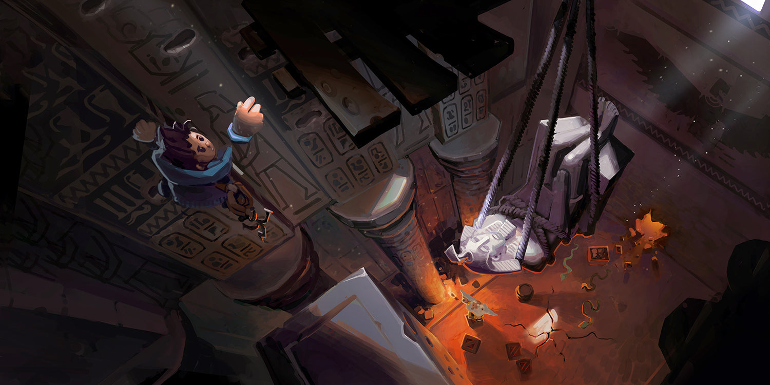 LIFTED official game concept art - Ari exploring Seti's Egyptian tomb by Tibor Sulyok