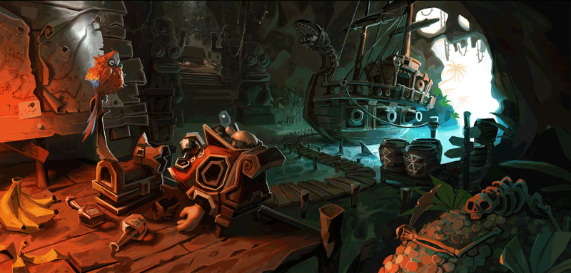 World design process painting for Blackbeard's Cave by Tibor Sulyok 3/3 for the LIFTED game's early visual design.